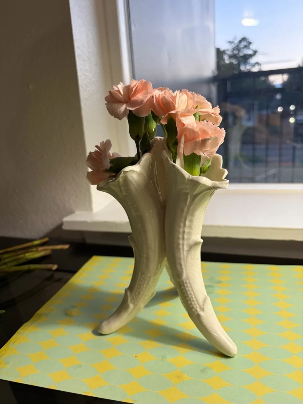 Vintage Japanese Bone China Tripod Vase in Cream 6.5” Elegant and Lovely